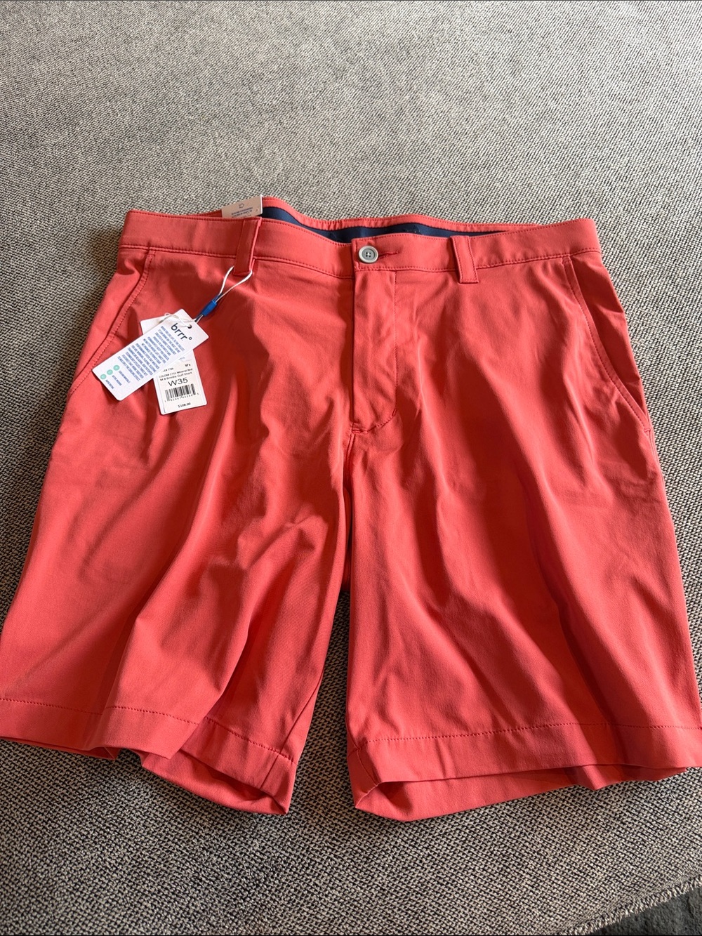 Southern Tide Men's Coral Flat Front Performance Shorts 8 in. Brrrdie Gulf sz 35